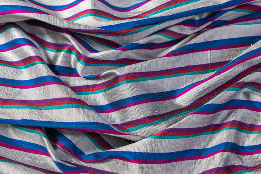 Striped Silk Shantung - Multicolor