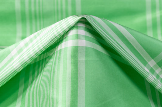 Checked Silk Shantung - Green / White