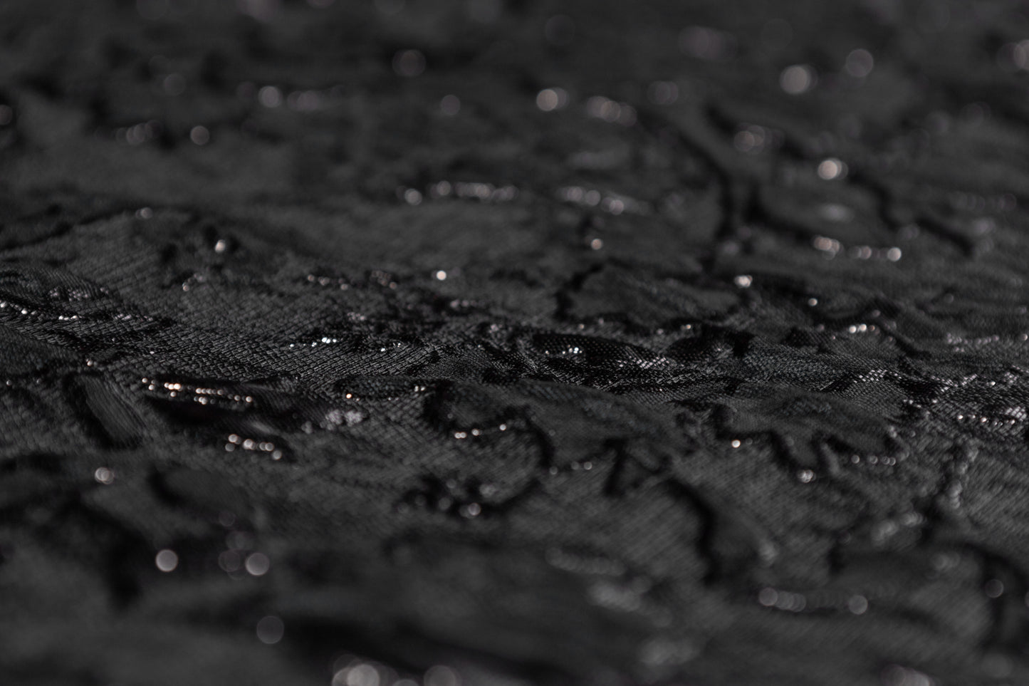 Crushed Metallic Brocade - Black