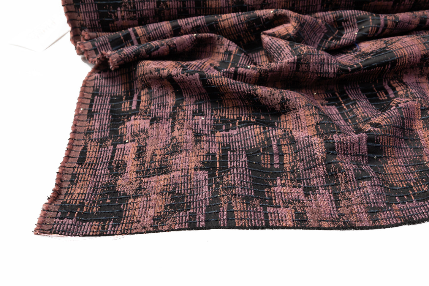 Sequined Abstract Brocade - Dark Mauve / Black / Navy