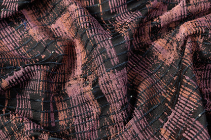 Sequined Abstract Brocade - Dark Mauve / Black / Navy