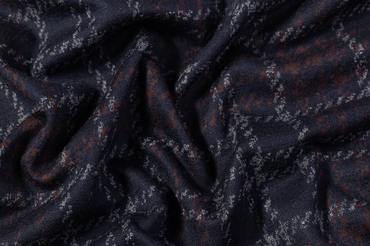 Checked Wool Viscose Knit - Navy / Rust