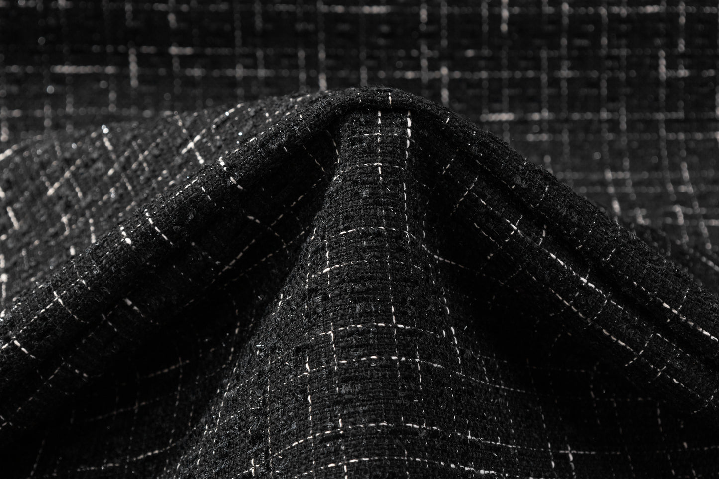 Metallic Italian Tweed - Black / White