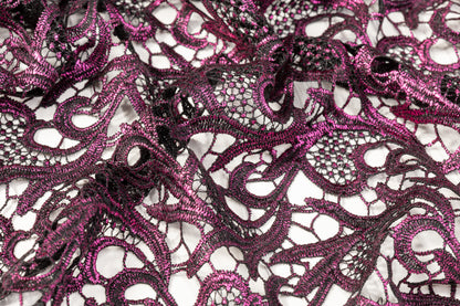 Metallic Guipure Lace - Black / Fuchsia – Prime Fabrics