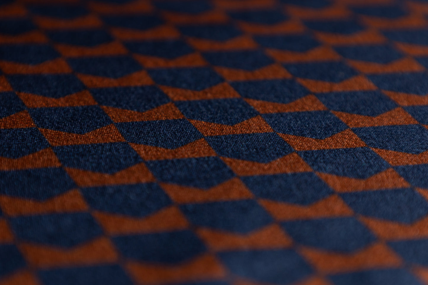 Geometric Silk Charmeuse - Navy / Rust