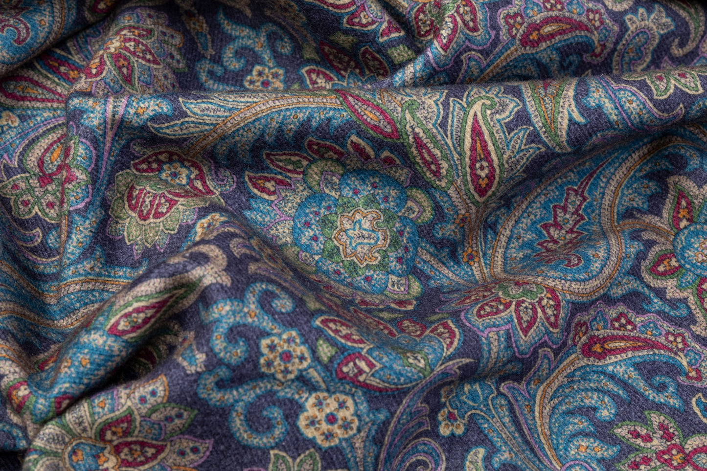 Etro - Paisley Printed Italian Silk Wool Cashmere Coating - Blue