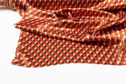 Geometric Silk Charmeuse - Orange / Brown / Blush