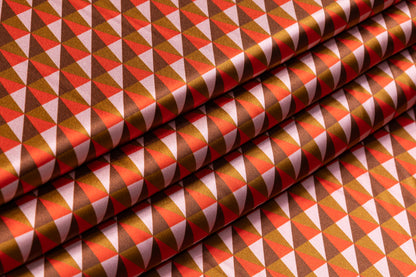 Geometric Silk Charmeuse - Orange / Brown / Blush