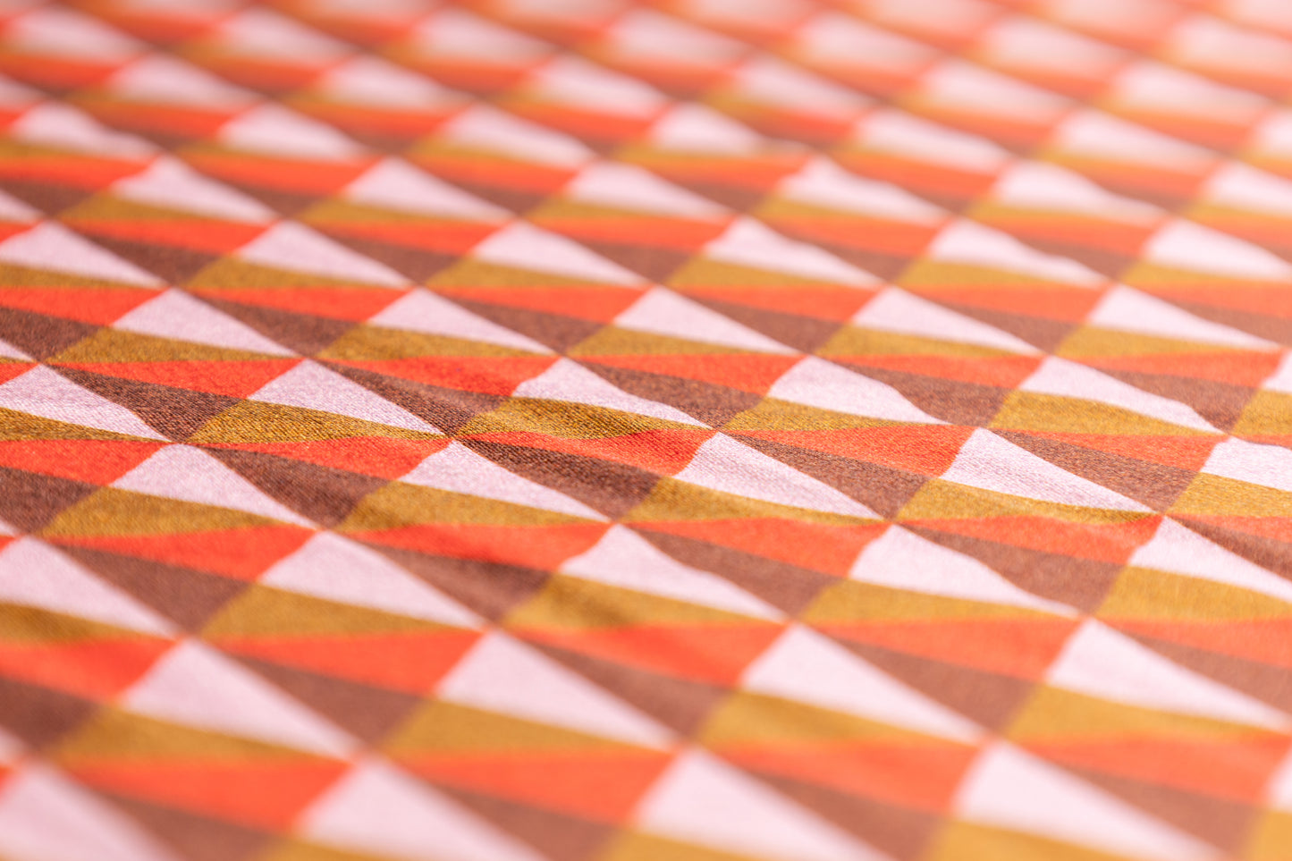 Geometric Silk Charmeuse - Orange / Brown / Blush