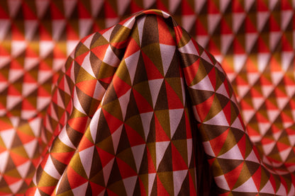 Geometric Silk Charmeuse - Orange / Brown / Blush