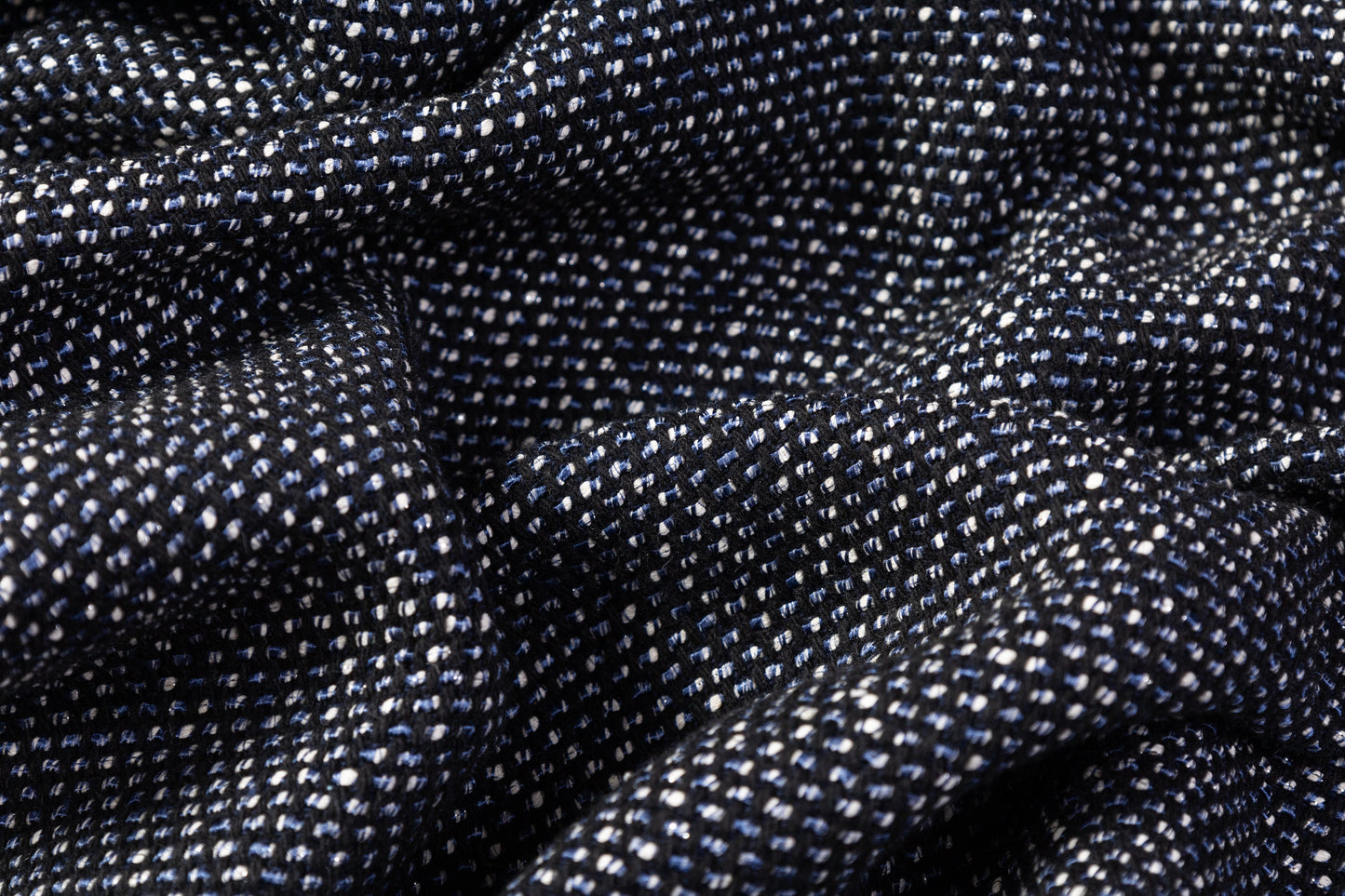 Cotton Wool Blend Tweed - Blue / Black / White