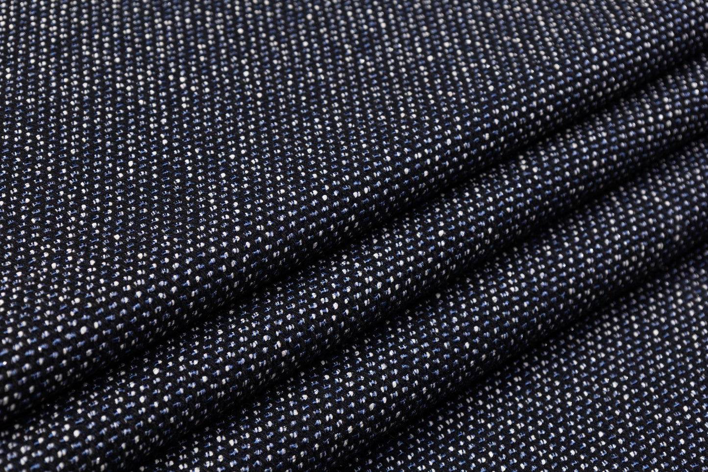 Cotton Wool Blend Tweed - Blue / Black / White