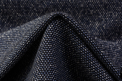 Cotton Wool Blend Tweed - Blue / Black / White