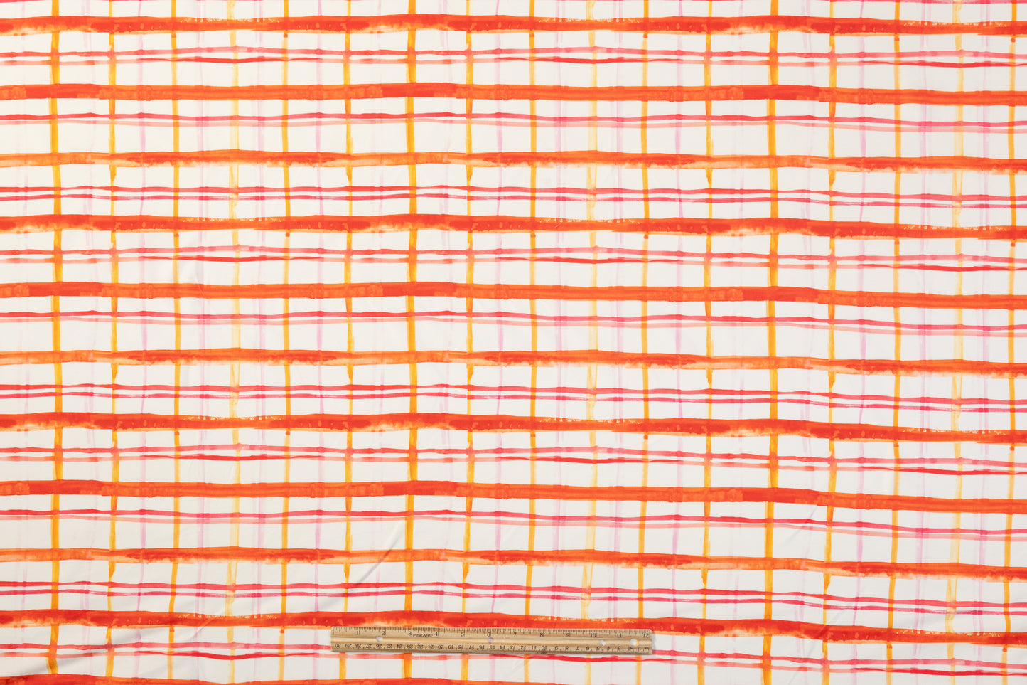 Checked Viscose Faille - Red / Orange / White