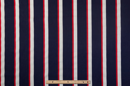 Striped Italian Wool Suiting - Red / White / Blue