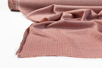 Micro Checked Italian Wool Suiting - Red / Black / White