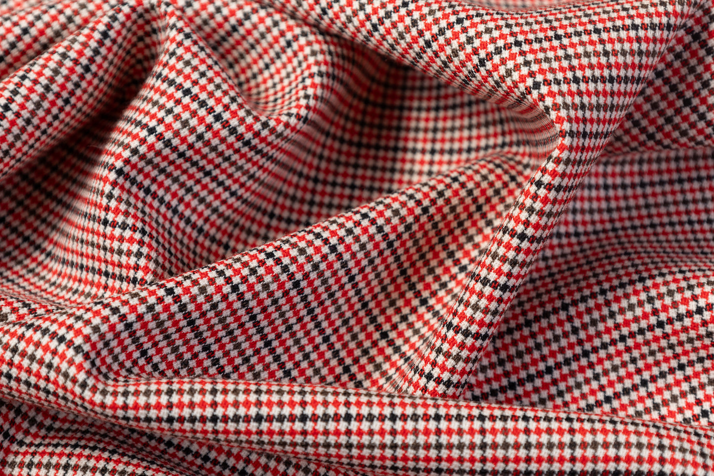 Micro Checked Italian Wool Suiting - Red / Black / White