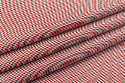 Micro Checked Italian Wool Suiting - Red / Black / White