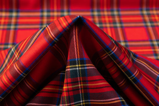 Tartan Italian Wool Suiting - Red, Blue, Green, Yellow, White