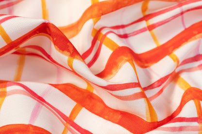 Checked Viscose Faille - Red / Orange / White