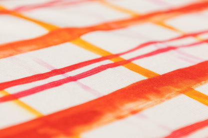 Checked Viscose Faille - Red / Orange / White