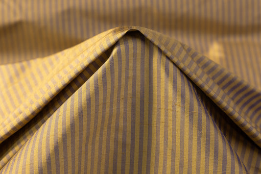 Striped Silk Shantung - Gold / Purple