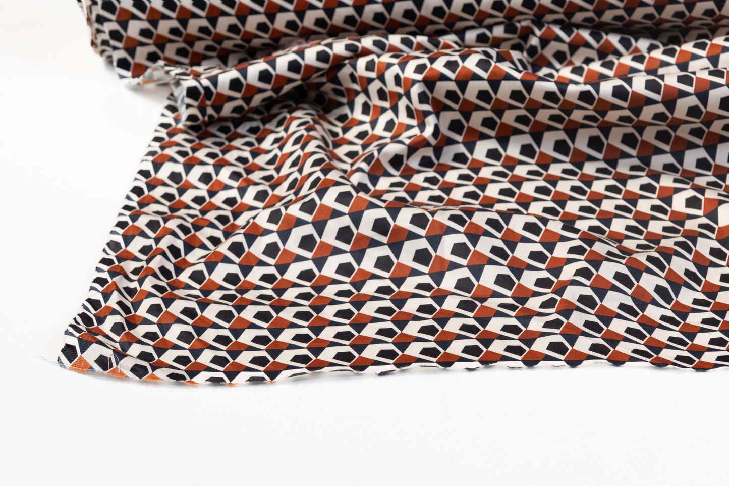 Geometric Cotton Sateen - Navy / Rust / Black / White