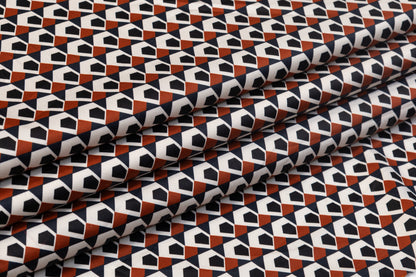 Geometric Cotton Sateen - Navy / Rust / Black / White