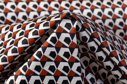 Geometric Cotton Sateen - Navy / Rust / Black / White