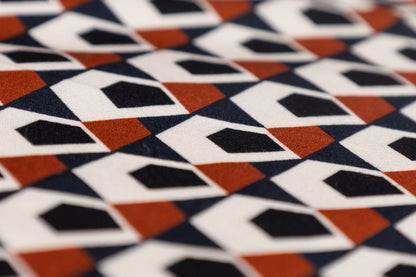 Geometric Cotton Sateen - Navy / Rust / Black / White