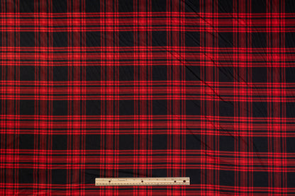 Tartan Italian Wool Suiting - Red / Black