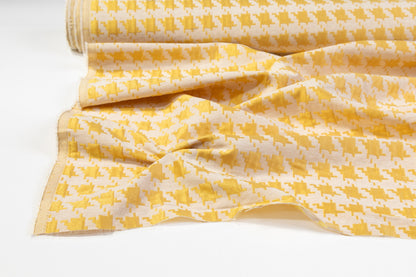 Houndstooth Poly Cotton Brocade - Yellow