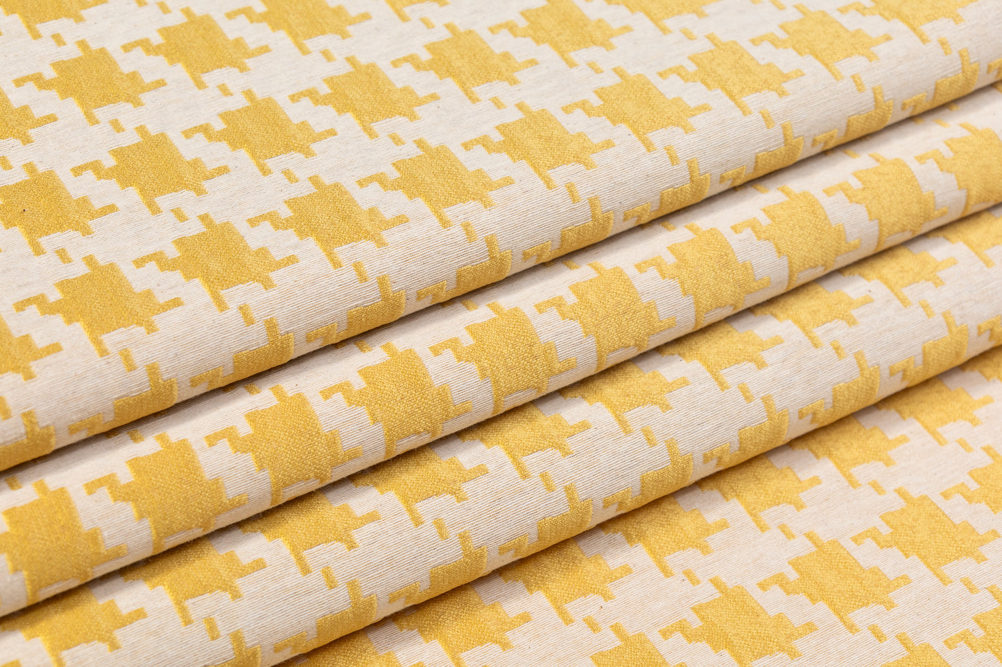 Houndstooth Poly Cotton Brocade - Yellow