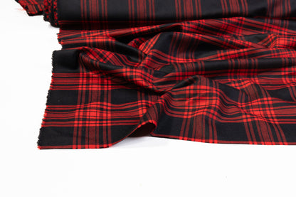 Tartan Italian Wool Suiting - Red / Black