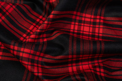 Tartan Italian Wool Suiting - Red / Black