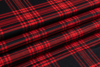 Tartan Italian Wool Suiting - Red / Black