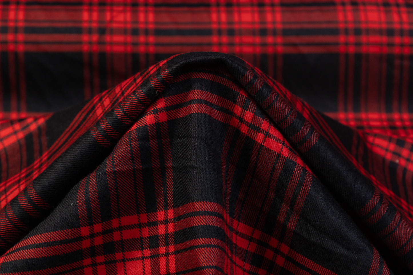 Tartan Italian Wool Suiting - Red / Black