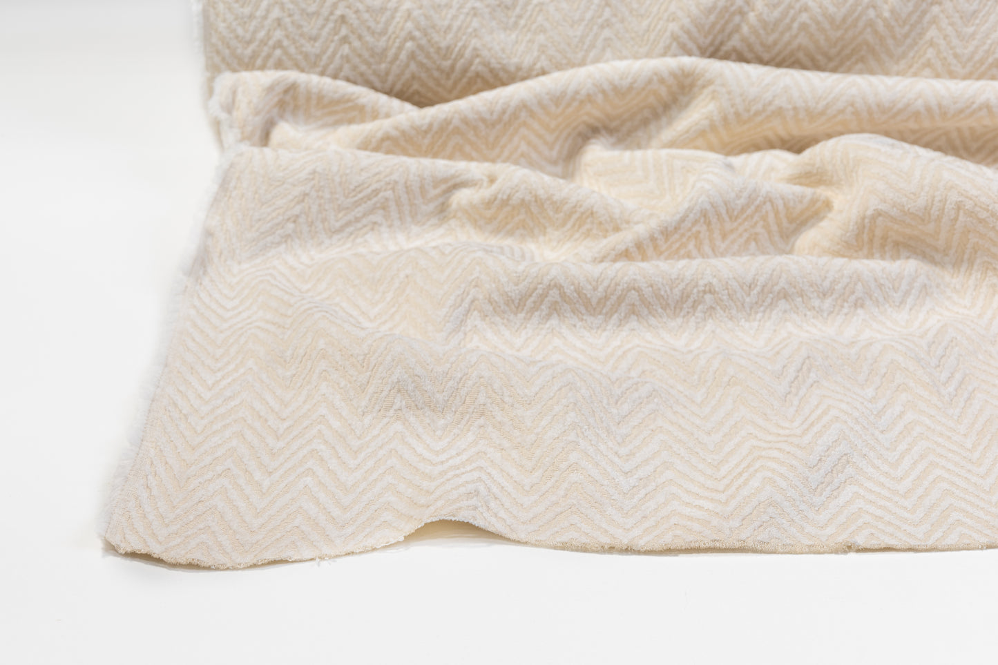 Chevron Italian Cotton Nylon Chenille Brocade - Cream