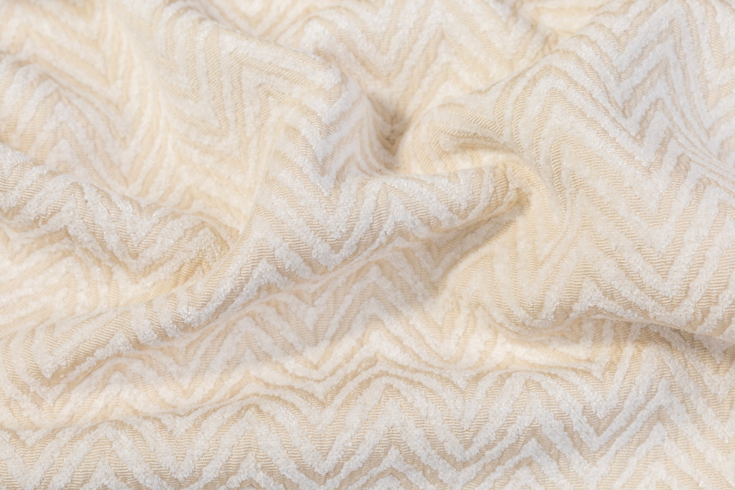 Chevron Italian Cotton Nylon Chenille Brocade - Cream