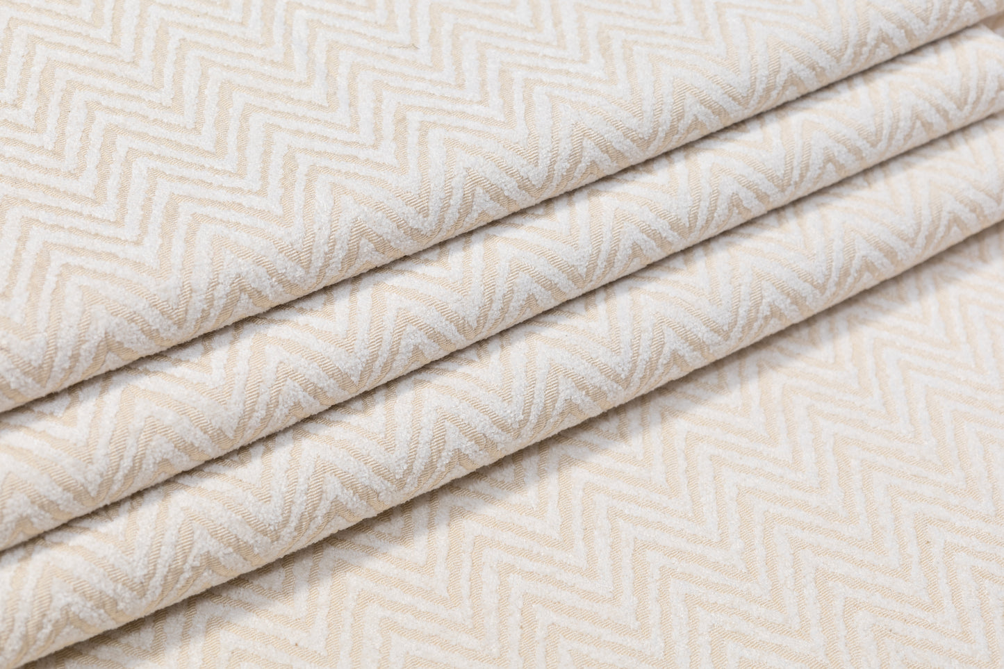 Chevron Italian Cotton Nylon Chenille Brocade - Cream