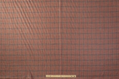 Checked Italian Raw Silk Suiting - Brown / Gray