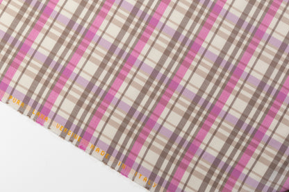 Checked Italian Wool Suiting - Pink / Taupe / Purple