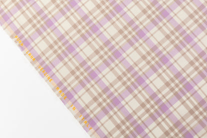 Checked Italian Wool Suiting - Purple / Taupe