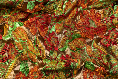 Floral Metallic Italian Brocade - Gold / Multicolor