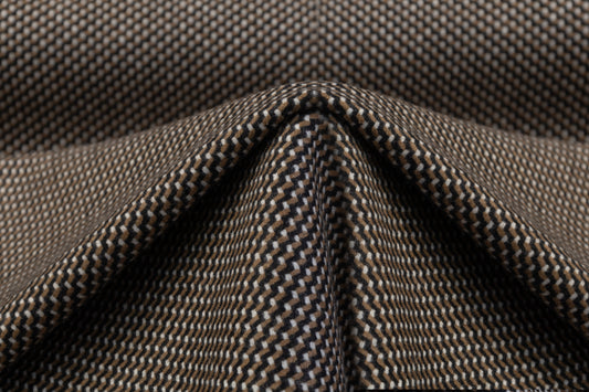 Italian Wool Tweed Coating - Brown / Black / White