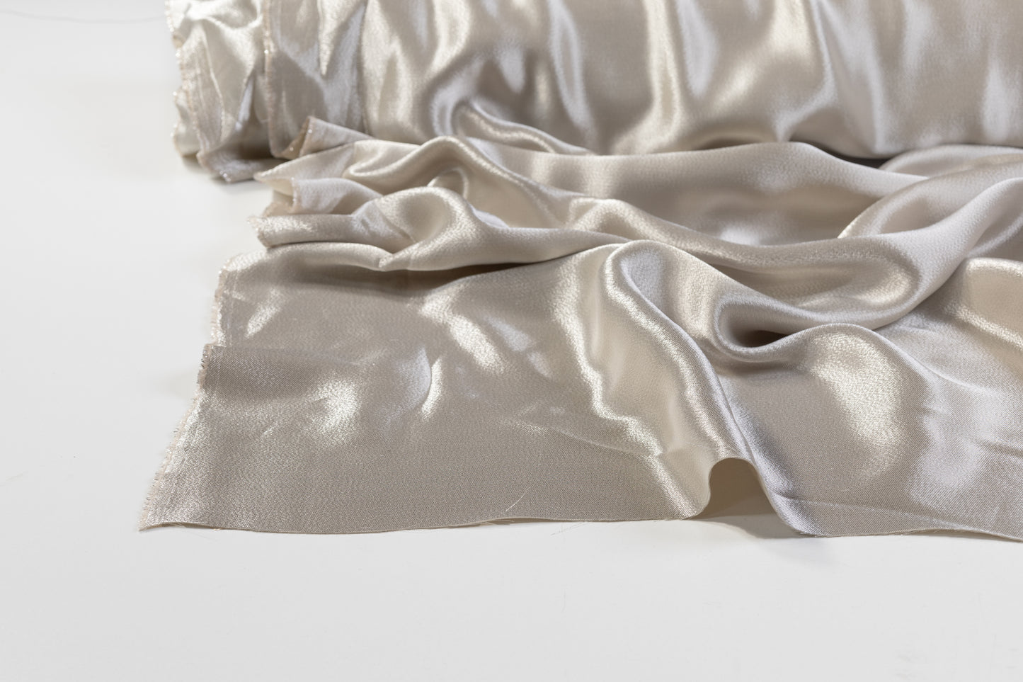 Heavy Italian Silk Crepe Lamé - Silver / Taupe