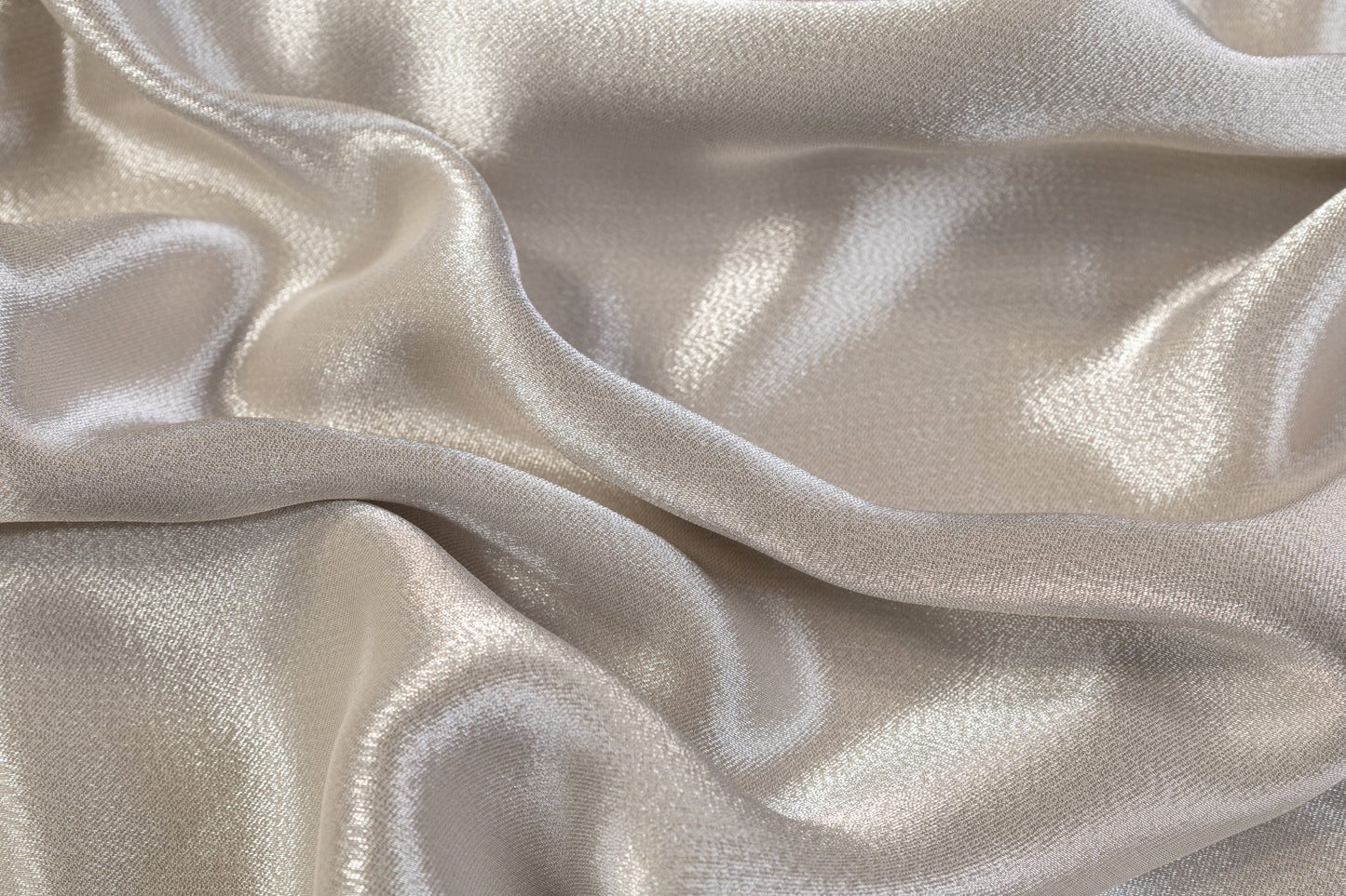 Heavy Italian Silk Crepe Lamé - Silver / Taupe