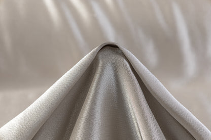 Heavy Italian Silk Crepe Lamé - Silver / Taupe