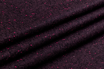 Italian Wool Blend Tweed - Dark Fuchsia / Black