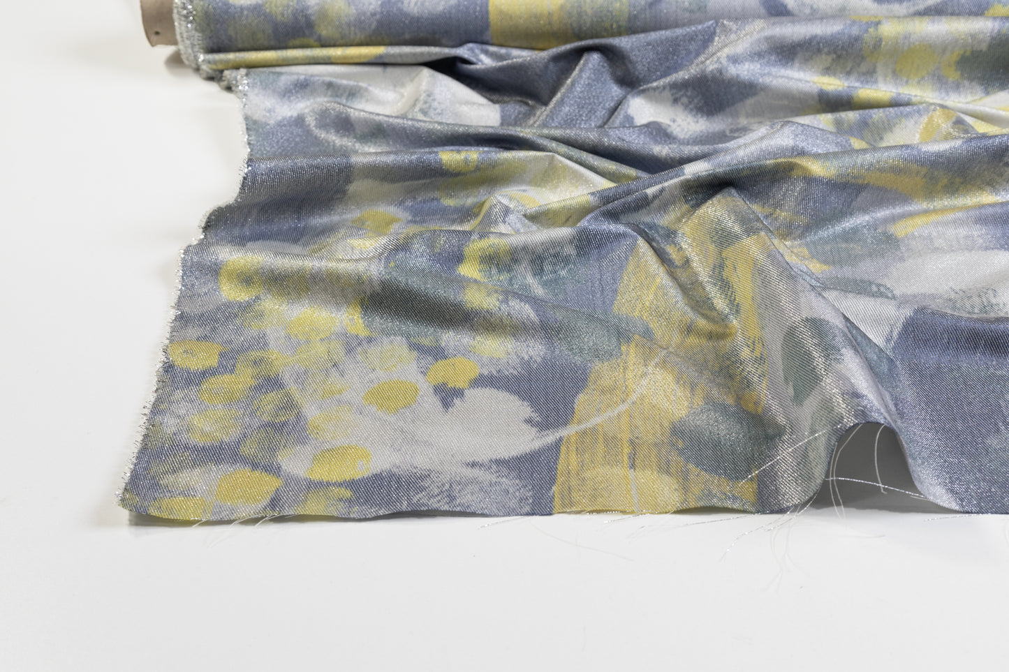 Abstract Metallic Italian Brocade - Yellow / Silver / Gray